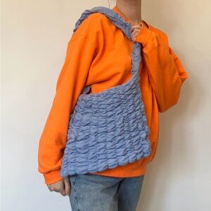 Upcycled handmade unique quilted Blue Shoulder Bag